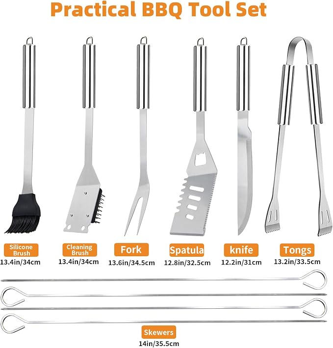 11Pcs Stainless Steel BBQ Grilling Accessories Set, Dad Gifts - Image 6