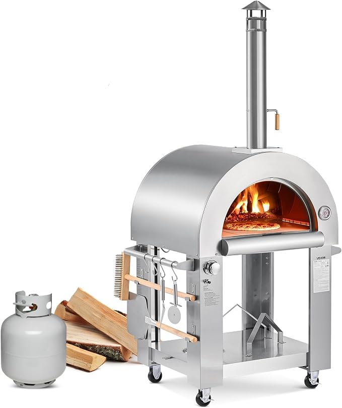 VEVOR Dual Fuel Pizza Oven Outdoor, 26 in Portable Pizza Oven, Pellet & Gas by VEVOR