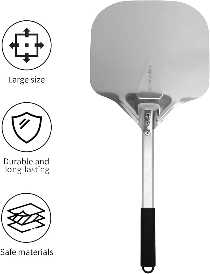 Perforated Pizza Peels 6 INCH pizza spatula paddle Long Handle Metal Pizza - Image 3