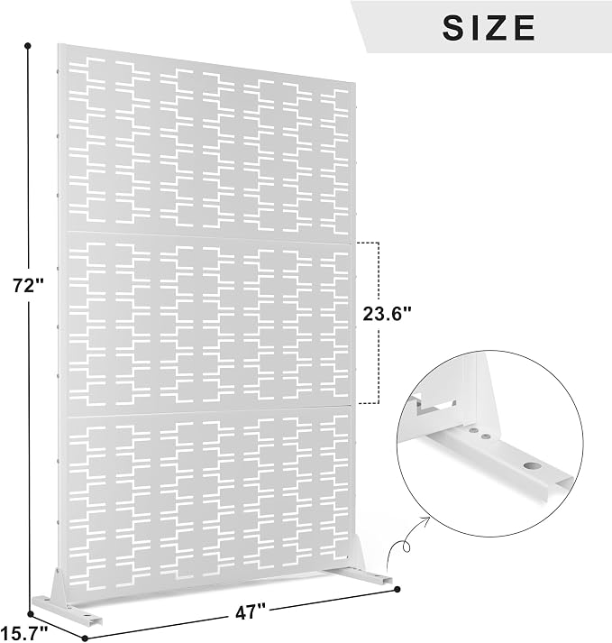 Metal Privacy Screen Outdoor 72" H×47" W, Freestanding Decorative Privacy Screen - Image 2