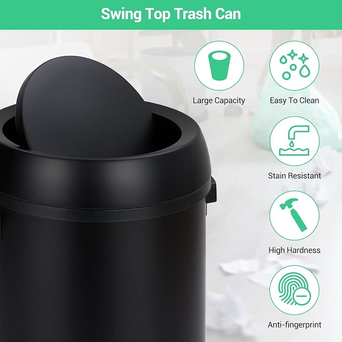 Commercial Grade Stainless Steel Kitchen Trash Can, 65L Heavy Duty Round - Image 4