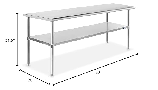 GRIDMANN Stainless Steel Work Table 60 x 30 Inches, NSF Commercial Kitchen Prep - Image 2