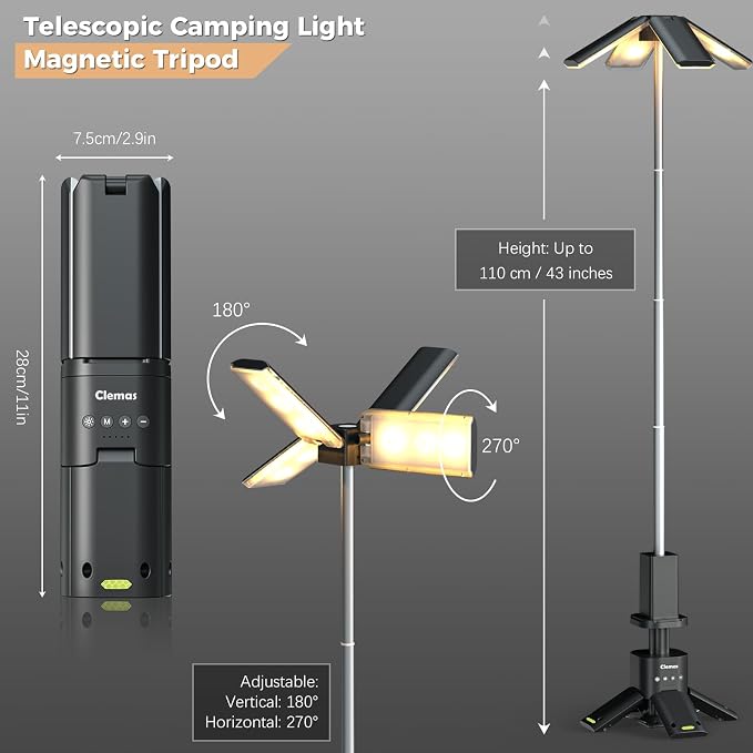 Telescopic Camping Lights Rechargeable 14000 mAh Led Multifunction Magnetic - Image 2