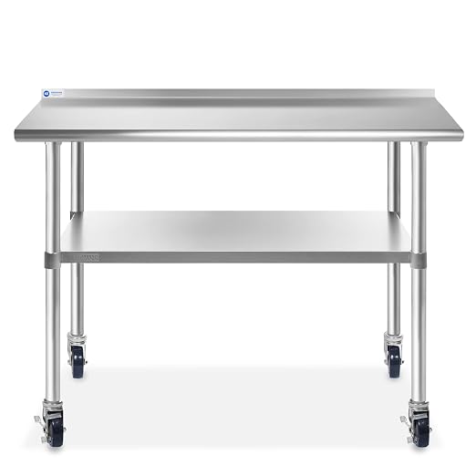 GRIDMANN Stainless Steel Table 72 in. x 30 in., NSF Commercial Kitchen Prep & - Image 2