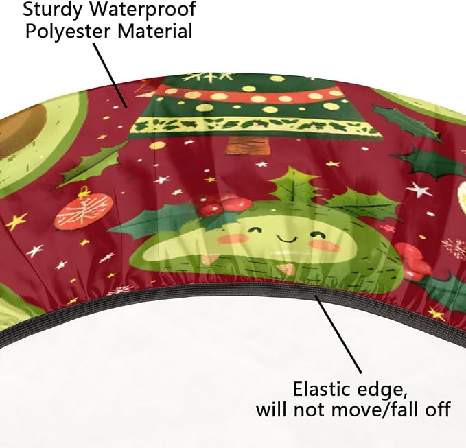 Christmas Tree Avocado Green Round Table Cloth Cover, Elastic Edge Waterproof - Image 5