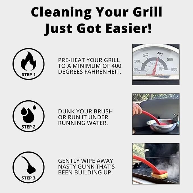 Grill Brushes Bristle-Free Replaceable Head for Griddles and Grates