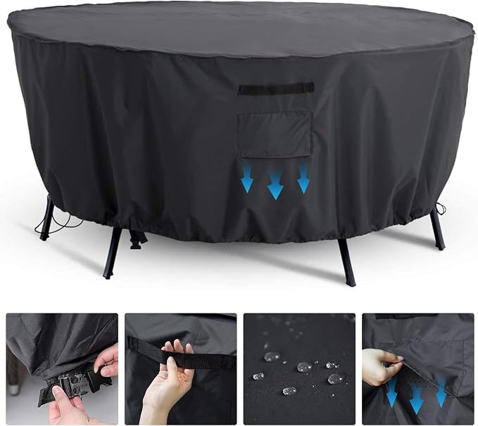 Tempera Patio Round Furniture Cover, Anti-Fading and UV Resistant Sectional Sofa by TemperaPatioLife