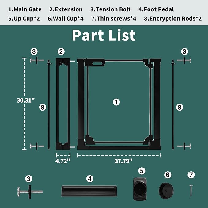 Clear Baby Gate 29.13-37.79" Wide Acrylic Safety Proof Dog Puppy Pet Barrier - Image 3