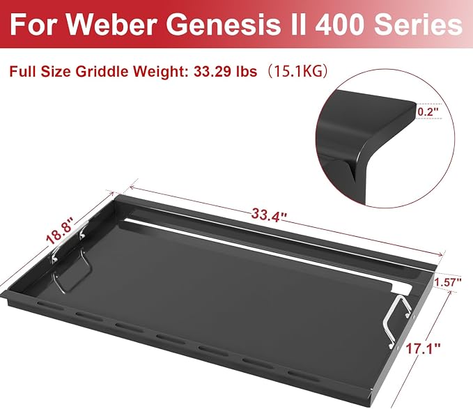6789 Full Size Griddle for Weber Genesis 400 Series Gas Grill, Rust-Resistance - Image 3