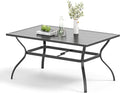 Outdoor Patio Dining Table for 6, All Weather Wrought Iron Black Outdoor Table by MIXPATIO