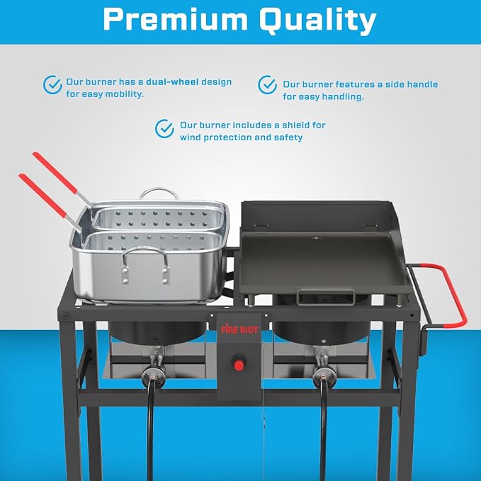 Outdoor Propane Deep Fryer and Griddle Combo, Portable 2-in-1 Cooking Station - Image 6