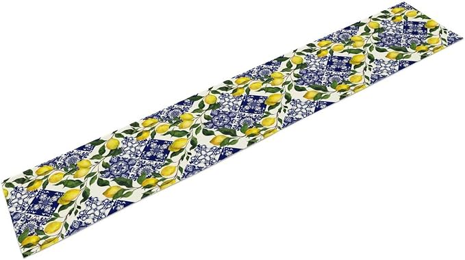 Lemon Fruit Nature Table Runner Farmhouse Talavera Ethnic Folk Rustic - Image 3