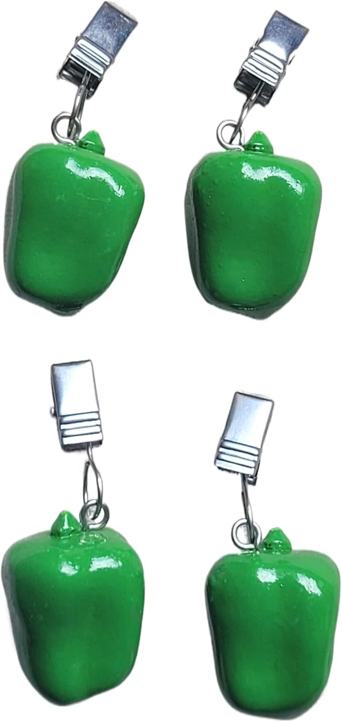 TwoFish Home Set of 4 Green Capsicum Resin Tablecloth Weights Clips Green by TwoFishHomeFashionLLC