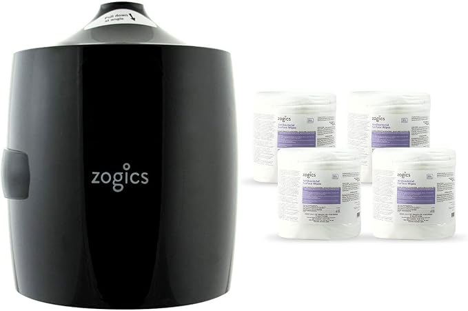 Zogics Antimicrobial Wipes and Wall Mounted Dispenser – No-Touch Wipes Dispenser by Zogics