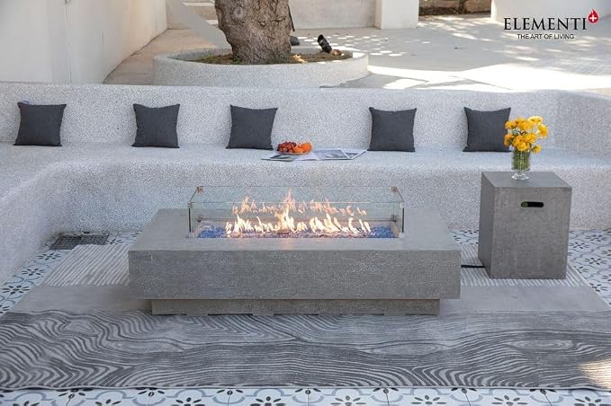 Elementi+ | Bundle Riviera Gas Fire Pit Cast Concrete 60" Rectangular Fire Table - Image 7