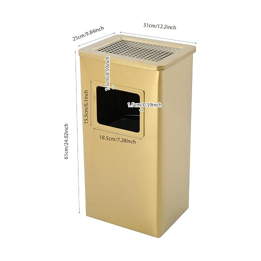 Trash Can with Lid Outdoor Indoor Stainless Steel Commercial Garbage Bin Waste - Image 4