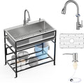 33x19 Inch Stainless Steel Utility Sink-Freestanding Laundry Sink Practicality by FAUENPEEY