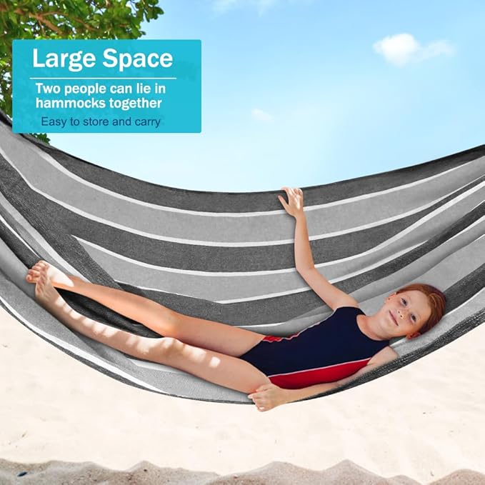 Fabric Hammock for Camping, 550 lb Capacity, 320G Canvas, Grey