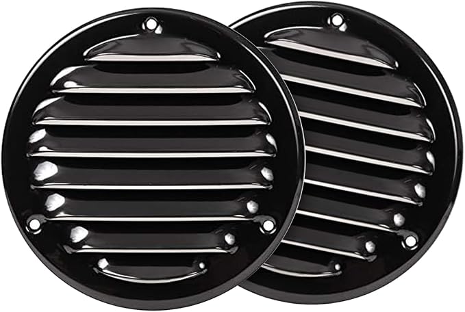 Repa Market 2-Pack 4 Inch Round Air Vent Cover/Black Galvanized Steel Louvered by RepaMarket