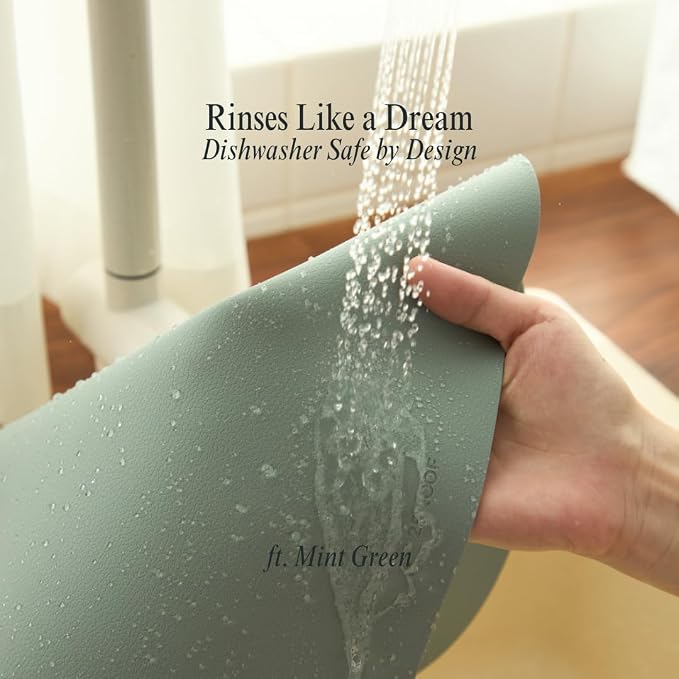 Mint Green Oval Silicone Placemats Set of 6 – Heat Resistant, Waterproof - Image 3