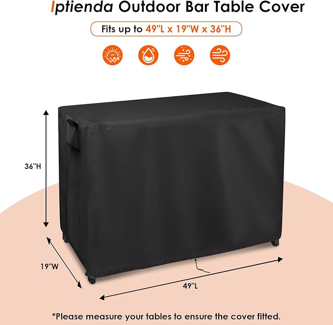 Outdoor Bar Table Cover for Bar Height Patio Furniture Table, 49inch Waterproof - Image 2