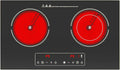 Electric Cooktop, 110V 2400W 2 Burner Electric Cooktop, Countertop and Built-in by PORFRITOR