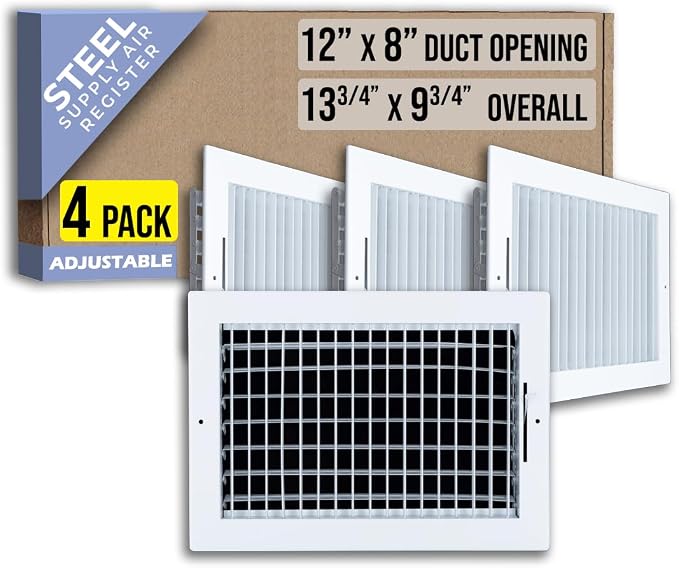 Fits 12x8 Duct Opening Steel Adjustable Air Supply Grille by Handua | Register by Handua