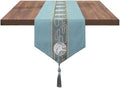Embroidered Tassel Table Runner Chinese Style Landscape Painting Waterproof by BOAOYIGE