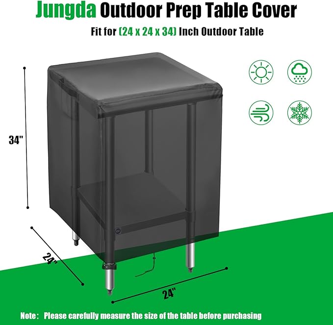 Outdoor Prep Table Cover, 24 Inch Waterproof Stainless Steel Prep Cart Table - Image 2
