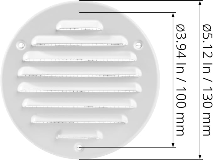 Square Ventilation Grille / 5" Inch Inside Measurement/White Metal Air Vent - Image 2