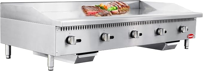 60" Commercial Countertop Griddle, 5 Burners Gas Griddle, 150000 BTU Output by Chumart