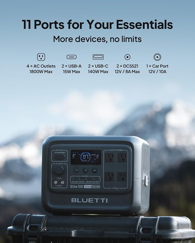 BLUETTI Elite 100 V2 Solar Generator and Solar Charging Cable, 1024Wh LFP - Image 4