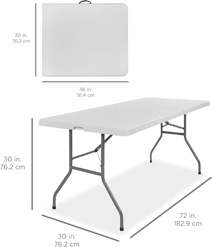Best Choice Products 6ft Plastic Folding Table, Indoor Outdoor Heavy Duty - Image 2