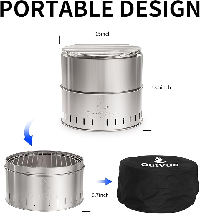 15.5 inch Stainless Steel Smokeless Fire Pit - Image 5