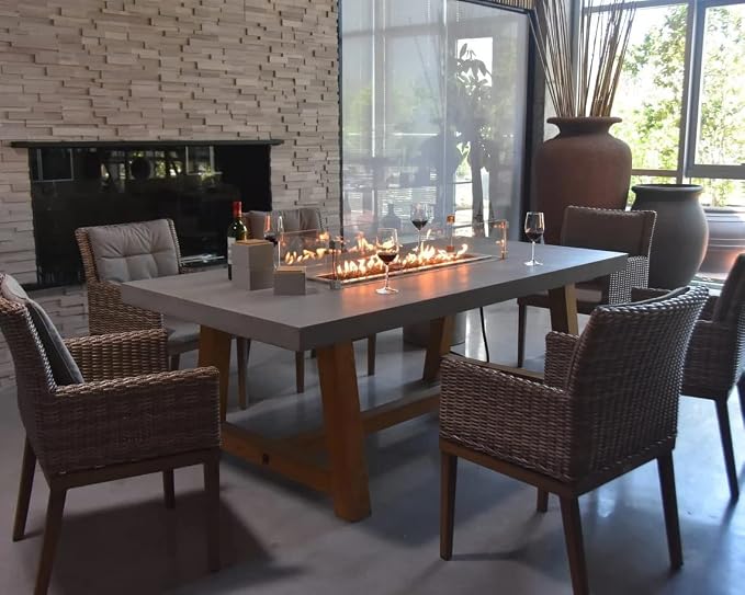 Elementi | Sonoma Gas Fire Pit Cast Concrete Rectangular Dining Fire Table - Image 8