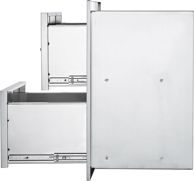 VEVOR Outdoor Kitchen Drawers, 17.8W x 20.2H x 12.2D Inch, Flush Mount Double - Image 12