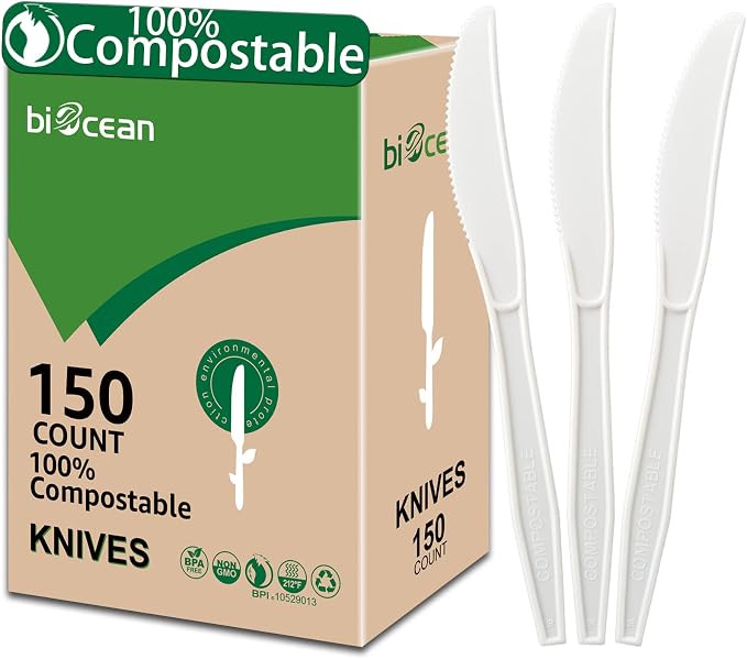 100% Compostable No Plastic Knives Plastic Forks Plastic Spoons Plastic Utensils by Biocean