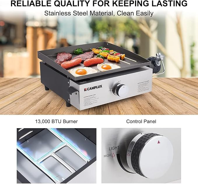 Camplux Propane Gas Grill, Flat Top Grill Station - Image 4