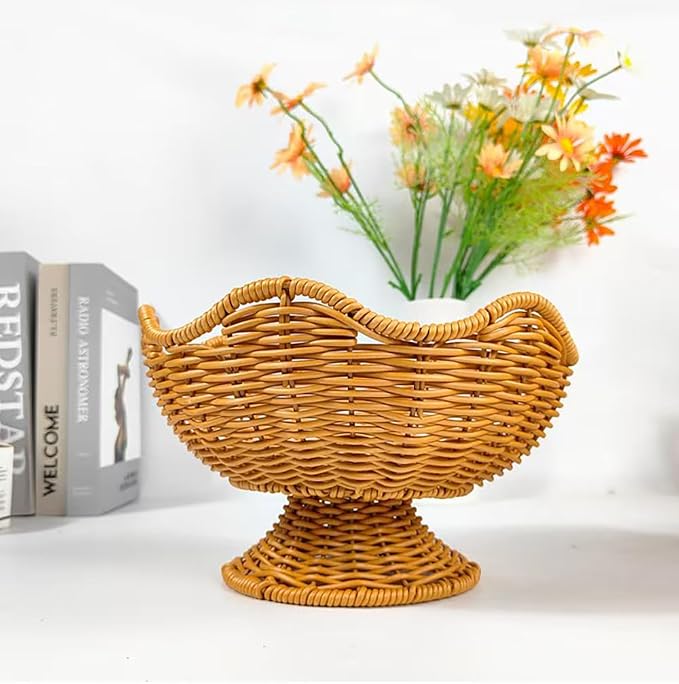 RT&BS Round Woven Fruit Basket for Counter, Christmas Food Bowl, Eco-Friendly - Image 5
