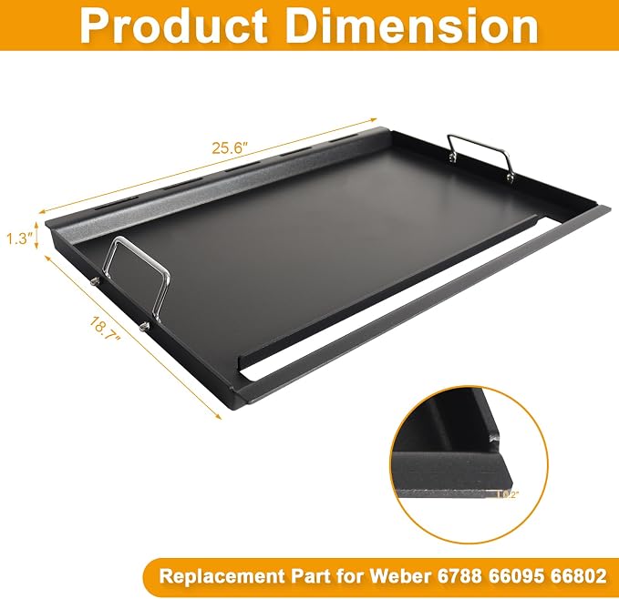 6788 Griddle Insert for Weber Genesis II 300 Series Gas Grill Non-Stick Full - Image 2
