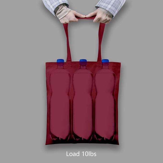 TOPDesign 24-Pack Economical 16"x15" Burgundy Cotton Tote Bags, Lightweight - Image 6
