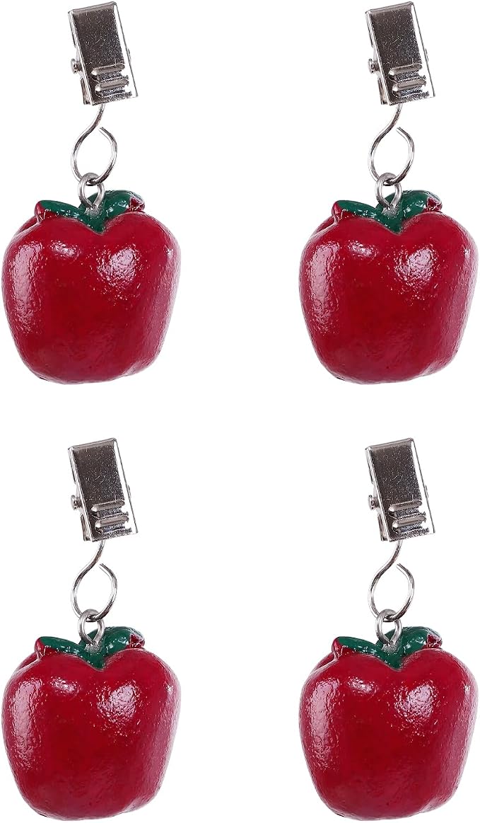 TwoFish Home Set of 4 Resin Red Apple Tablecloth Weights Clips Handicraft Red - Image 3
