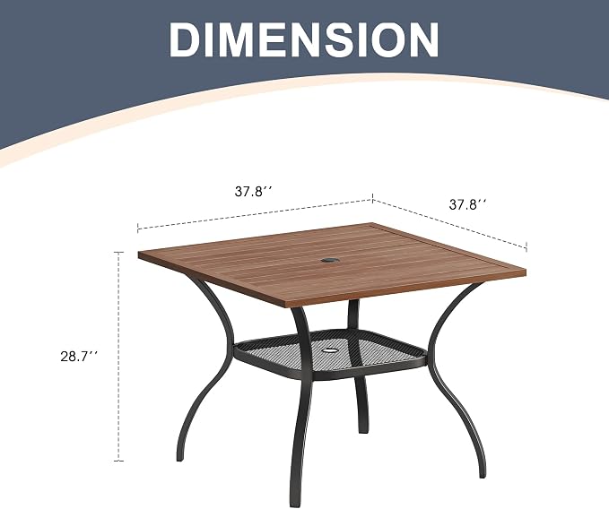 VICLLAX Patio Dining Table for 4 Square Metal Outdoor Table - Image 3