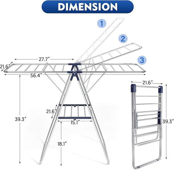 APEXCHASER Clothes Drying Rack, Stainless Steel Drying Rack Clothing - Image 2