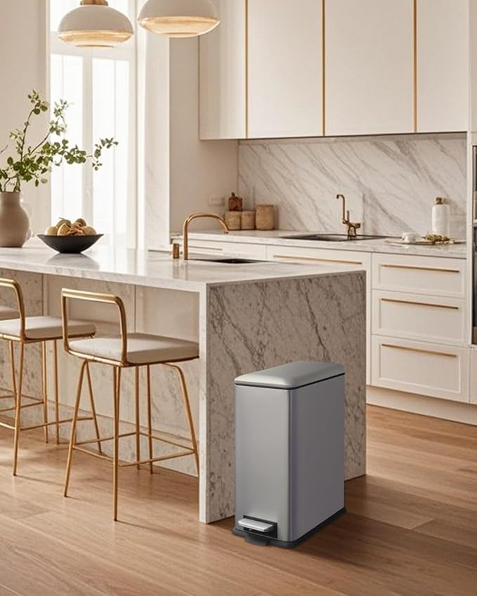8 Gallon Trash Can with Lid, Stainless Steel Bathroom Garbage Can with Removal - Image 9