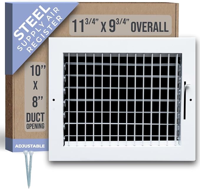 Fits 10x8 Duct Opening Steel Adjustable Air Supply Grille by Handua | Register by Handua
