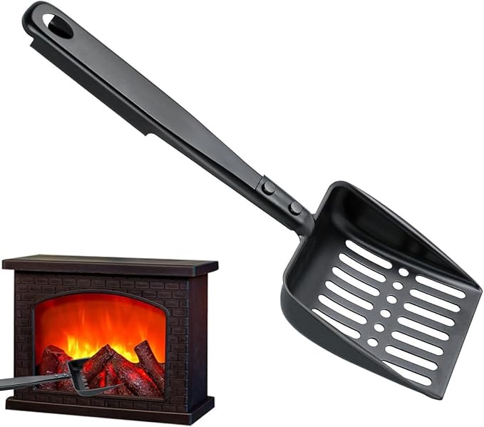 Hollow Out Fireplace Ash Sifter, Metal Black Coal Shovel Heat Resistant - Image 8