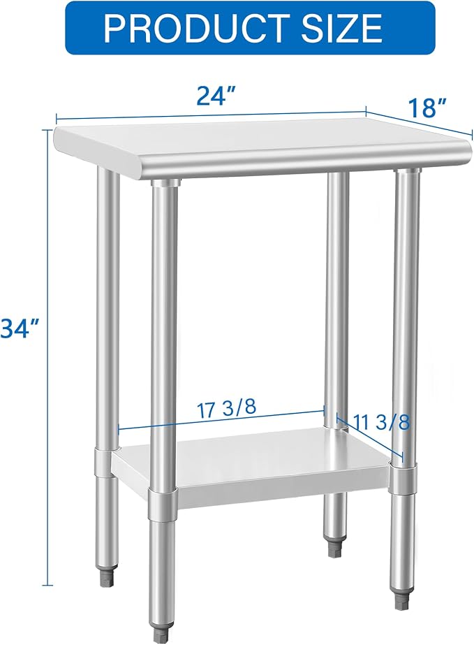 HARDURA Stainless Steel Work Table Commercial 18×24 Inches Kitchen Prep Table - Image 2