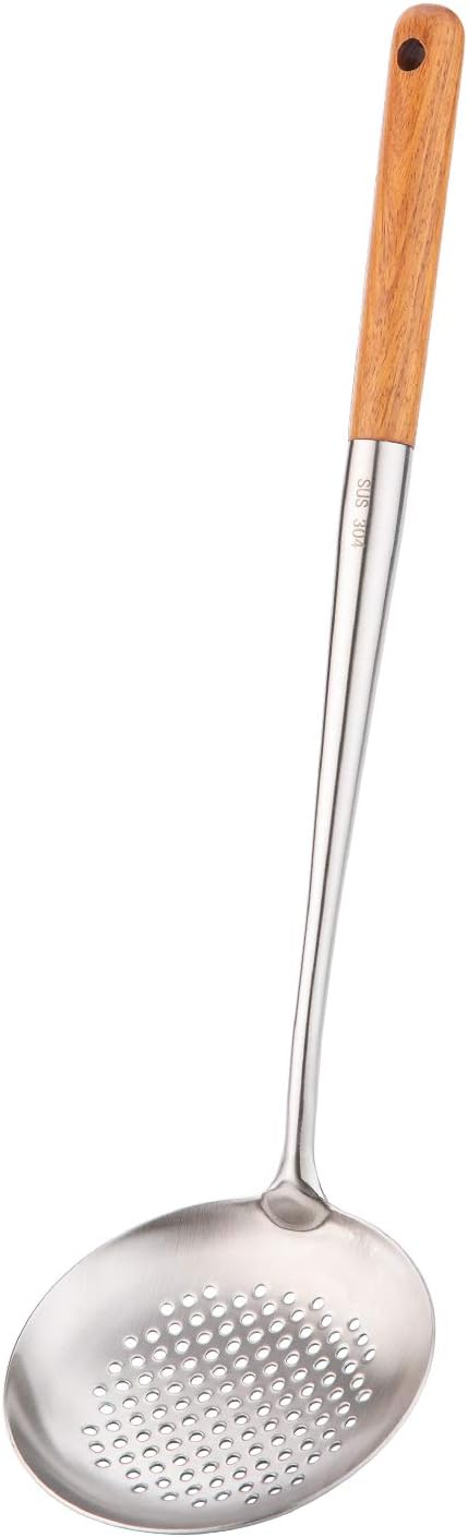 FJNATINH Solid 304 Stainless Steel Skimmer Slotted Spoon Colander Strainer Ladle by HOMEKITCHENTOOL