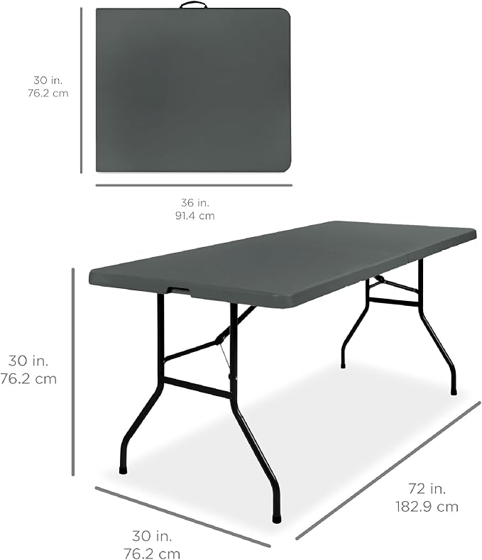 Best Choice Products 6ft Plastic Folding Table, Indoor Outdoor Heavy Duty - Image 2